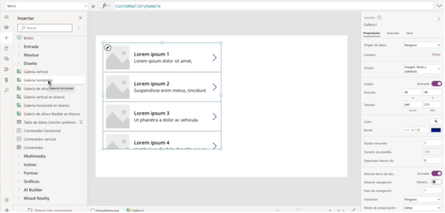 Las galerías en Microsoft Power Apps