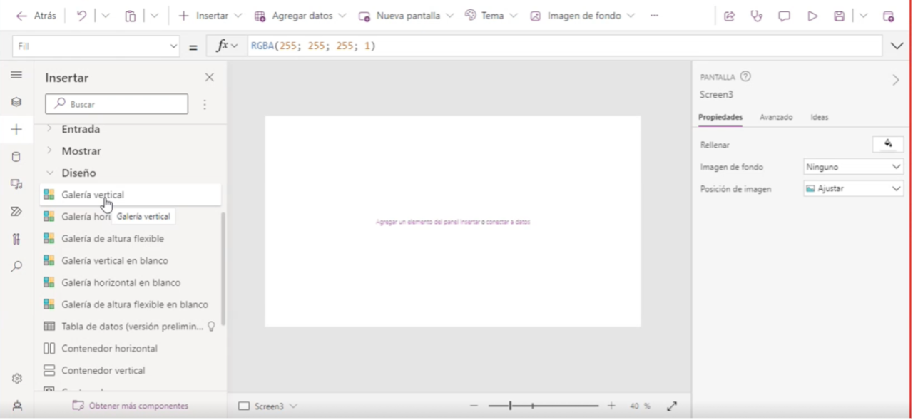 Lienzo en blanco de Power Apps